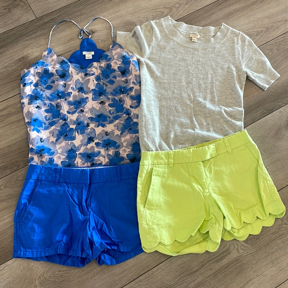 J CREW set - short sleeve sweater and floral tank with chino shorts